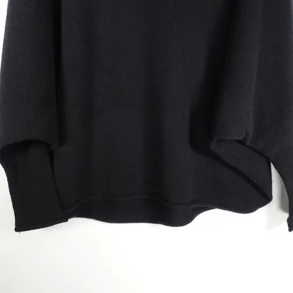 EUC Quince Women’s Mongolian Cashmere Batwing Sweater Black Sm/Med Relaxed Fit - Picture 5 of 9